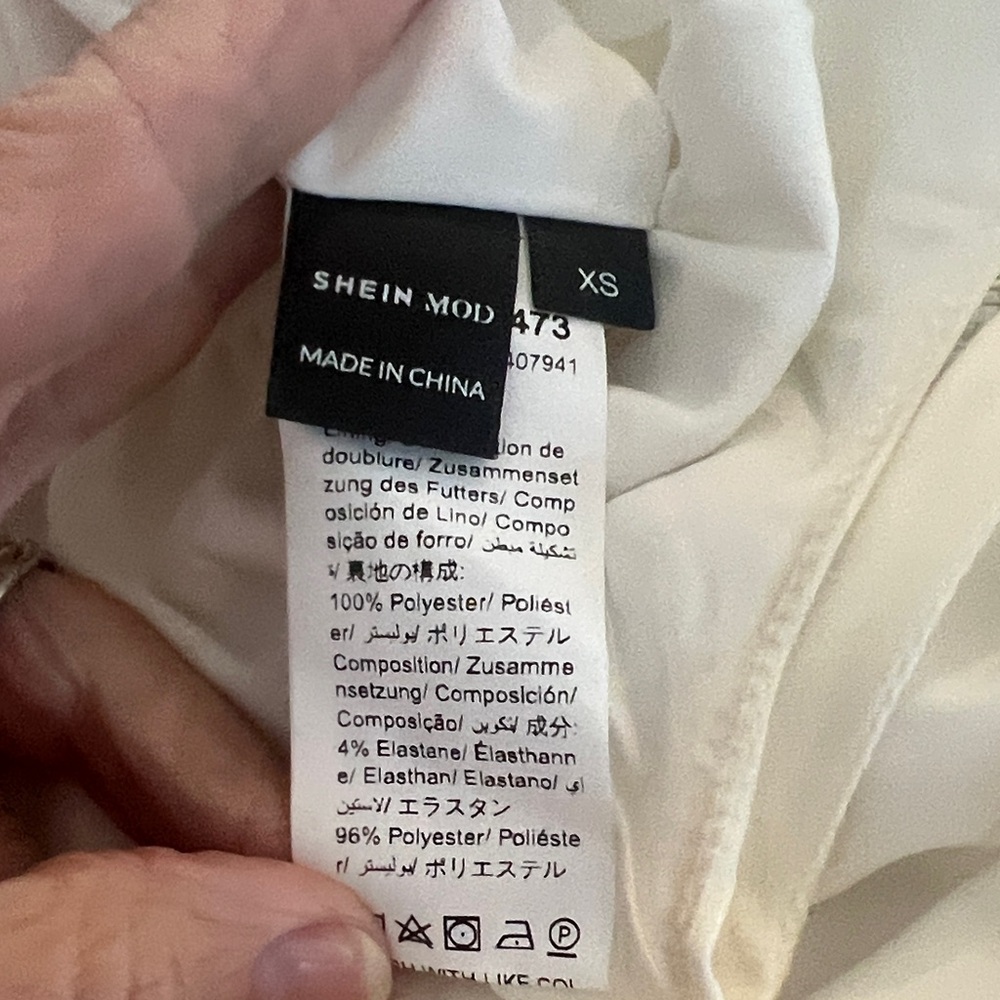 SHEIN Cream Tie-Shoulder Mini Dress - Picture 5 of 5